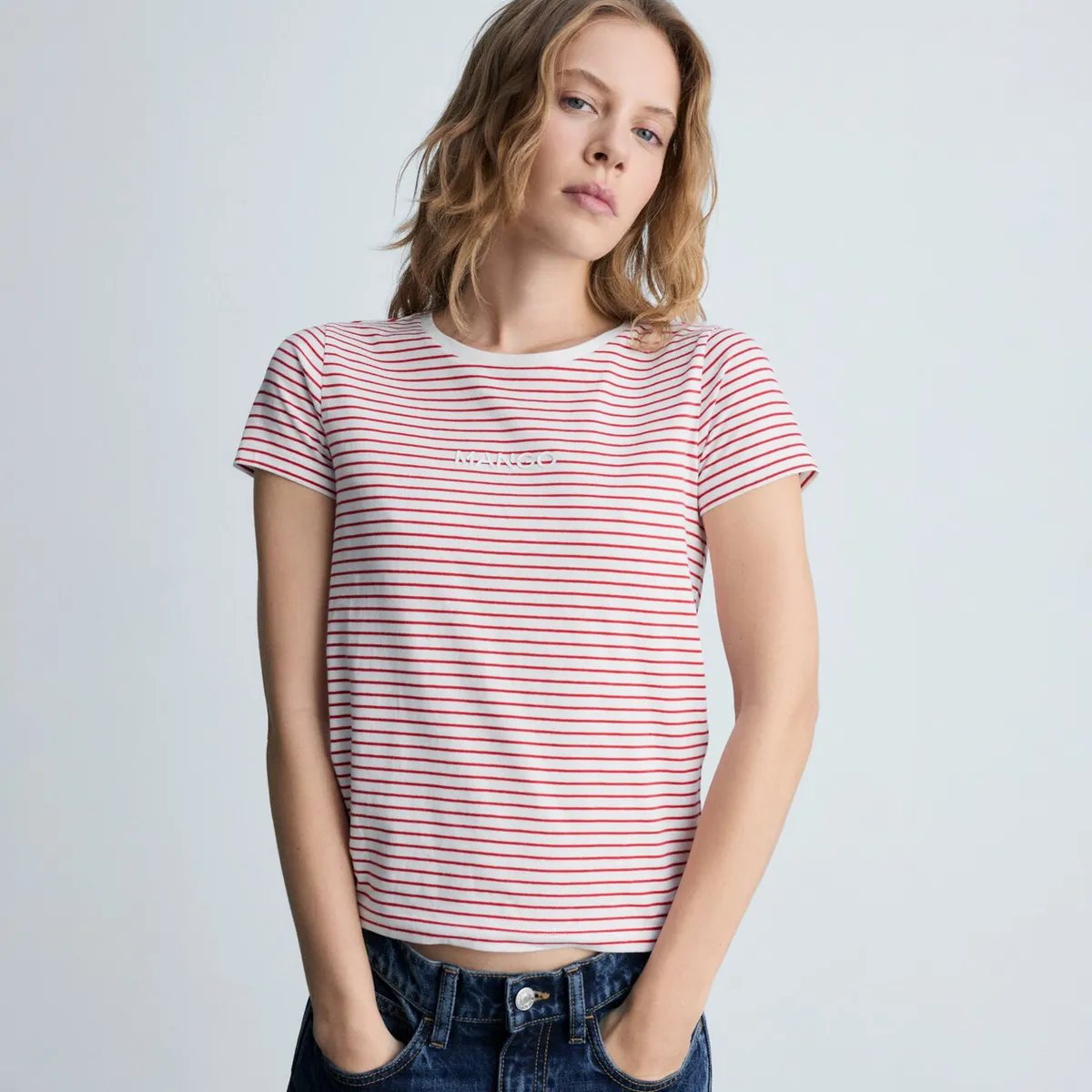 MANGO - Polera Rayas Logo Mujer Mango