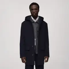 MANGO MAN - Abrigo Lana Capucha Hombre