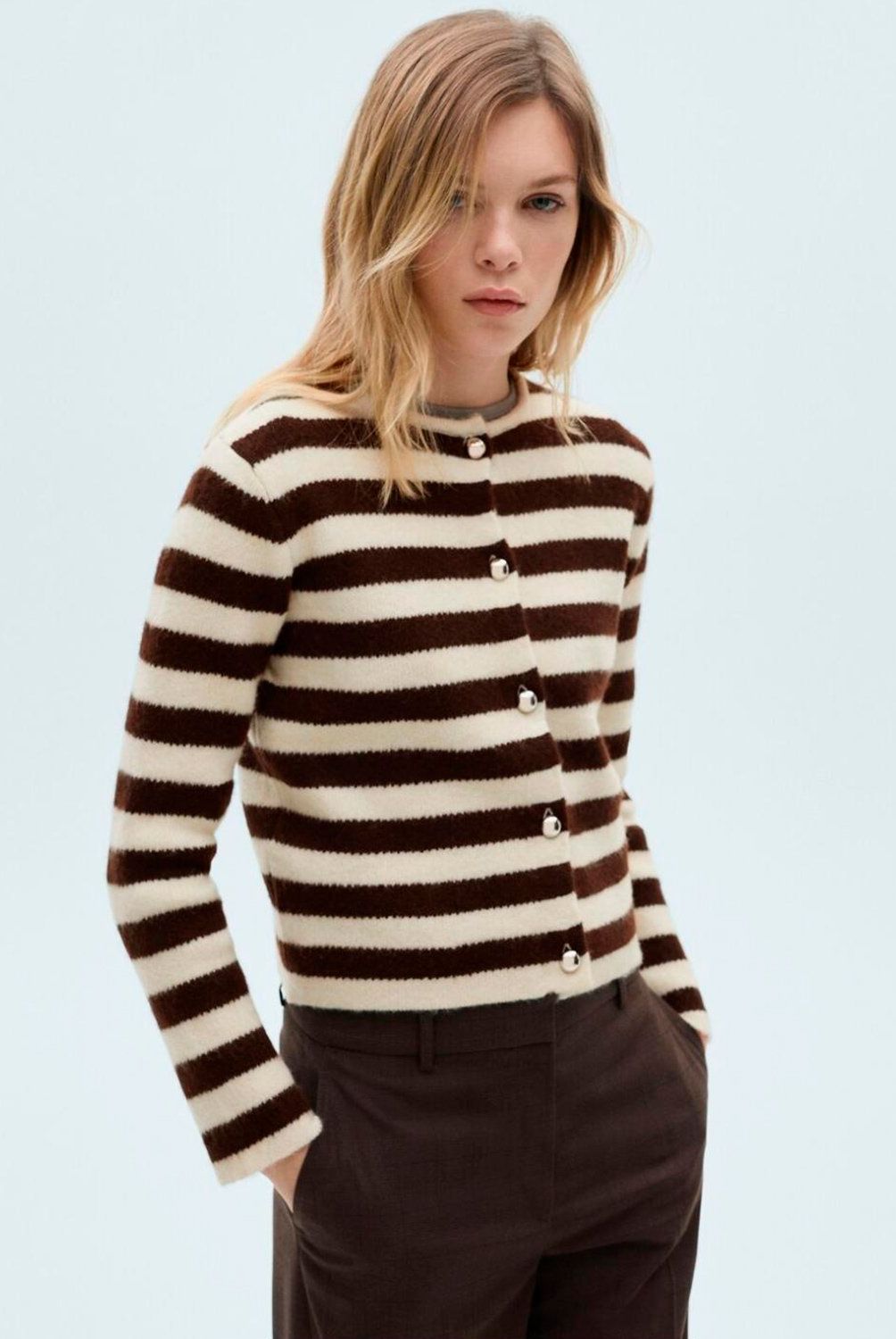 MANGO - Cárdigan Rayas Botones Mujer Mango