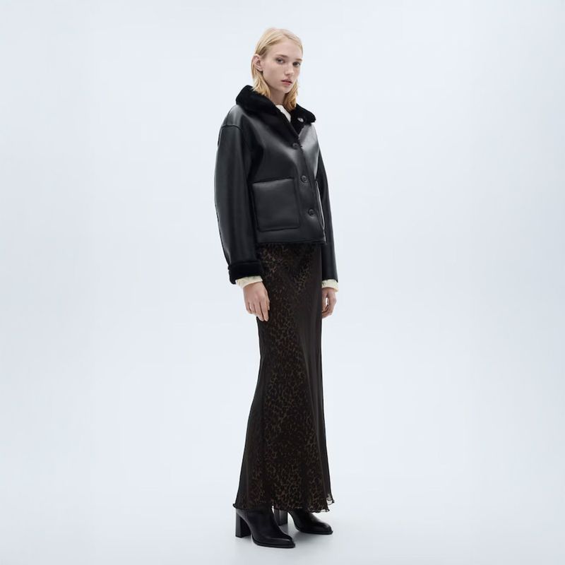 MANGO - Falda Evasé Leopardo Mujer Mango
