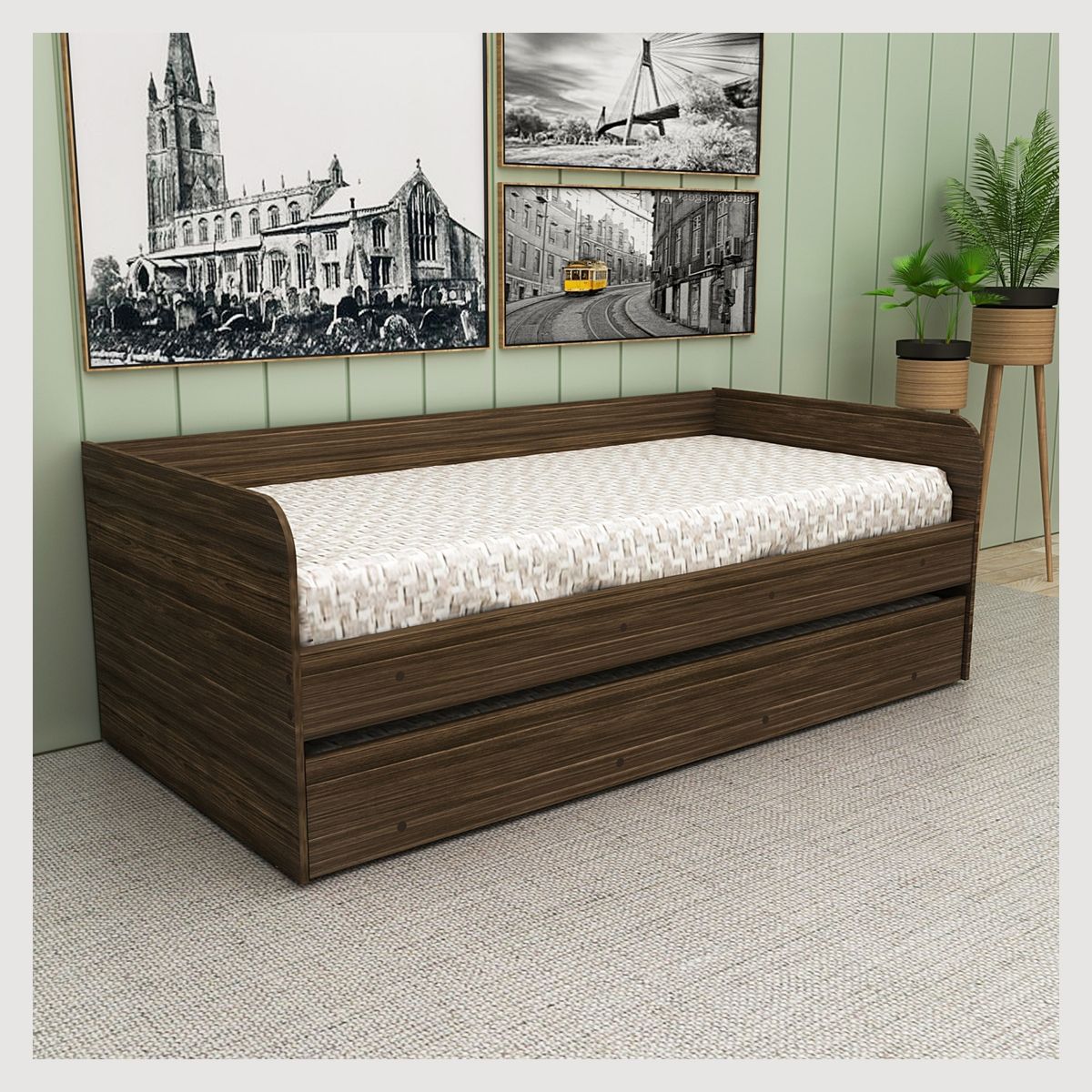 TECNOMOBILI - Sofá Cama 3 Cuerpos Nogal Tecnomobil