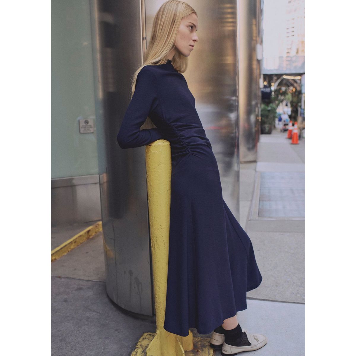 MANGO - Vestido Asimétrico Fruncido Mujer Mango