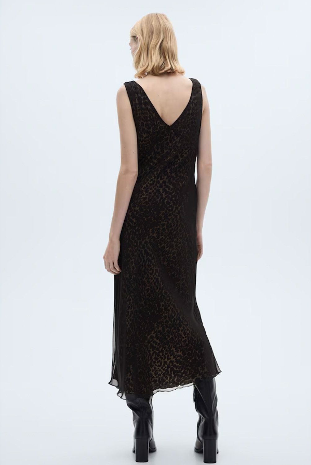 MANGO - Vestido Escote Pico Leopardo Mujer Mango