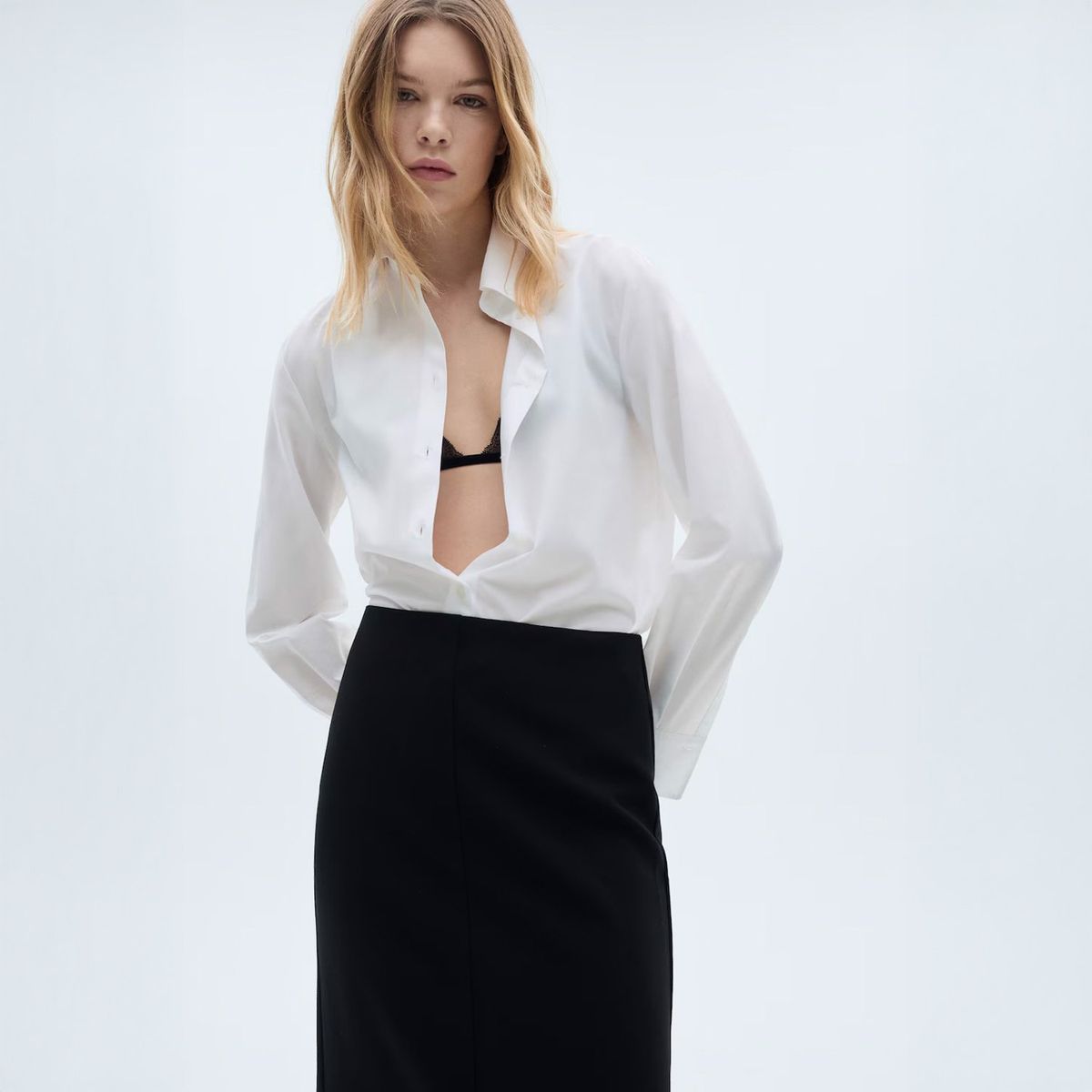 MANGO - Blusa Regular Mezcla Algodón Lyocell Mujer Mango