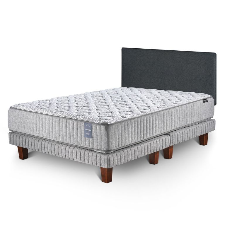 Cama 2 Plazas Hybrid Visco + Respaldo Wall Marengo