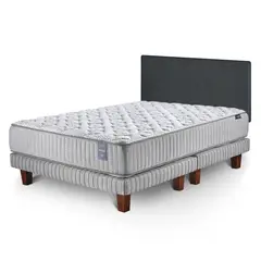 CANNON - Cama 2 Plazas Hybrid Visco + Respaldo Wall Marengo