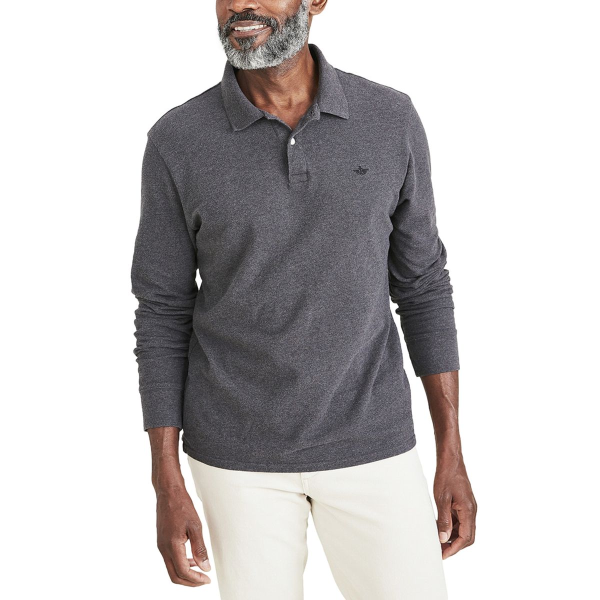 DOCKERS - Polera Pique Manga Larga Hombre Dockers