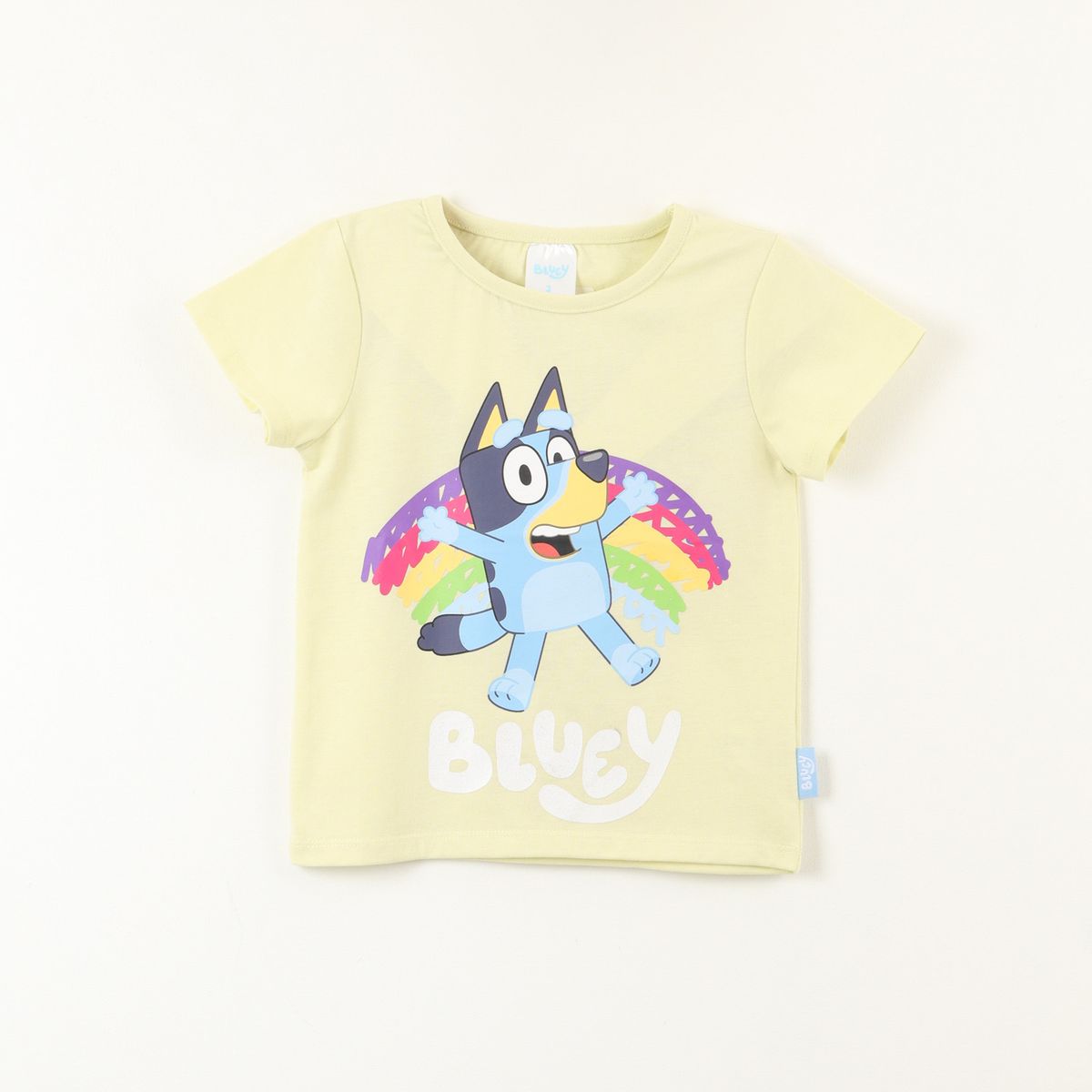 BLUEY - Polera Bebé Niña Algodón Manga Corta Toddlera Arcoiris Bluey