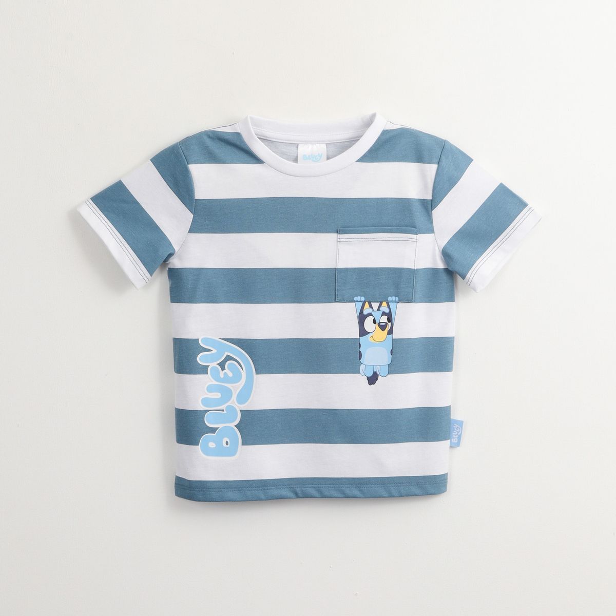BLUEY - Polera Bebé Niño Algodón Manga Corta Toddlero Bolsillo Bluey