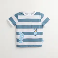 BLUEY - Polera Bebé Niño Algodón Manga Corta Toddlero Bolsillo