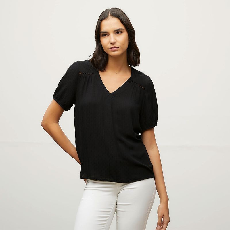 VERO MODA - Blusa Manga Corta Cuello En V Mujer Vero Moda