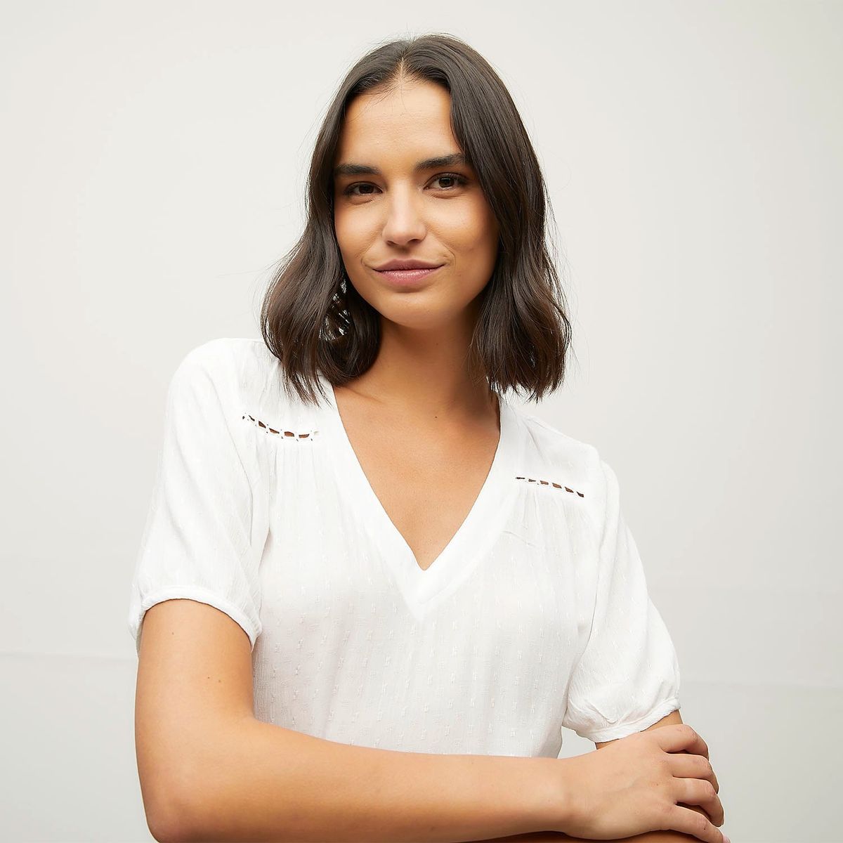 VERO MODA - Blusa Manga Corta Cuello En V Mujer Vero Moda