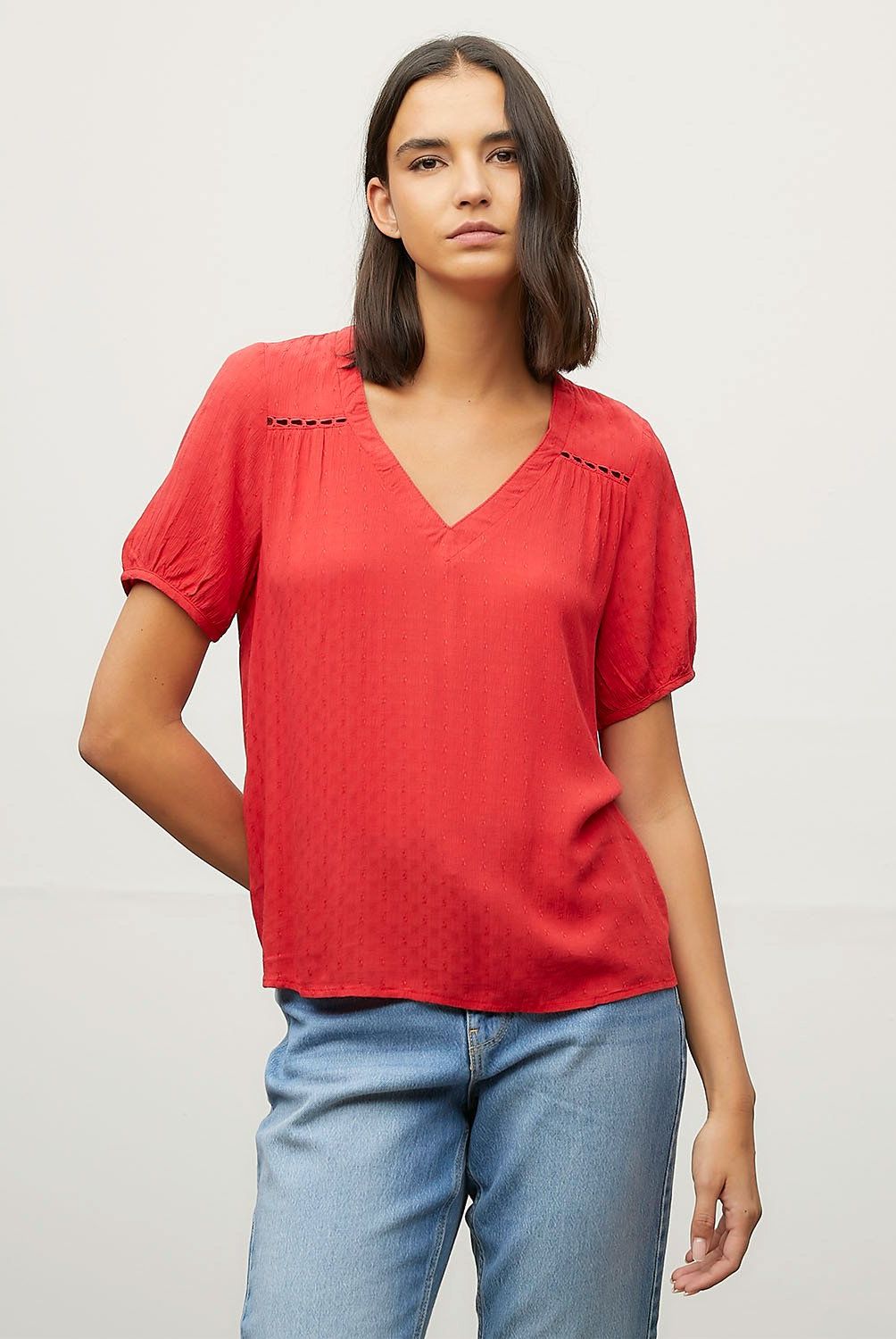 VERO MODA - Blusa Manga Corta Cuello En V Mujer Vero Moda