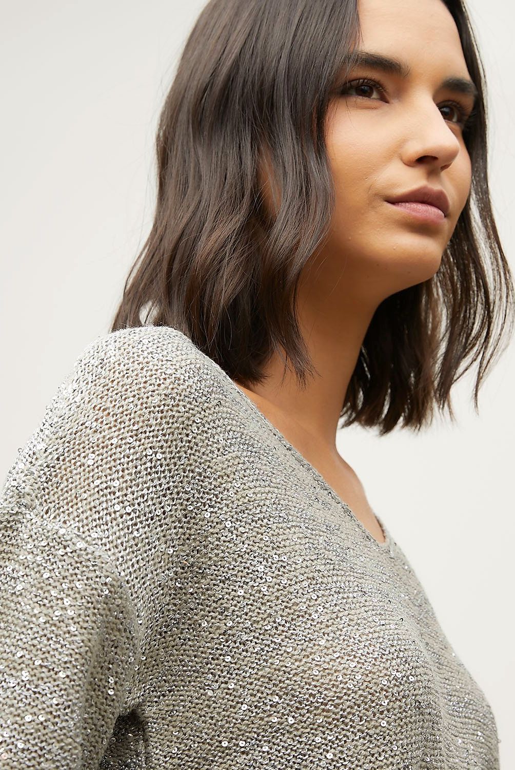 VERO MODA - Sweater Brillos Cuello en V Mujer Vero Moda