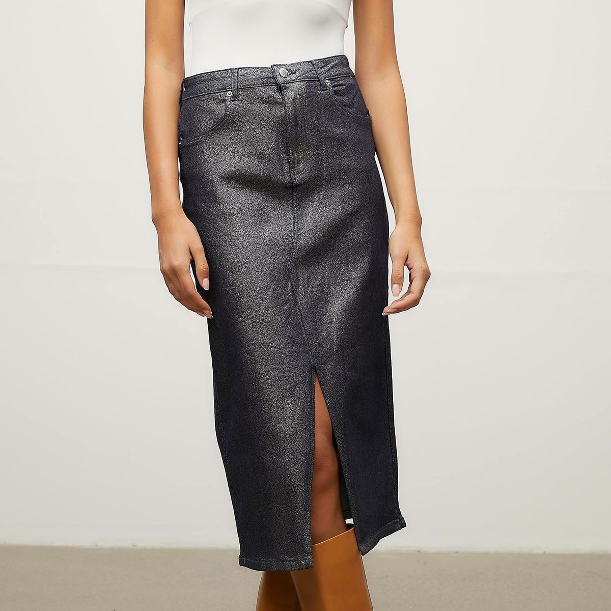 VERO MODA - Falda Midi Metalizada Mujer Vero Moda