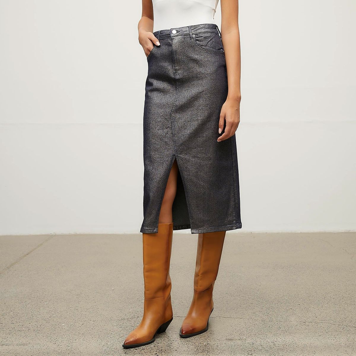 VERO MODA - Falda Midi Metalizada Mujer Vero Moda