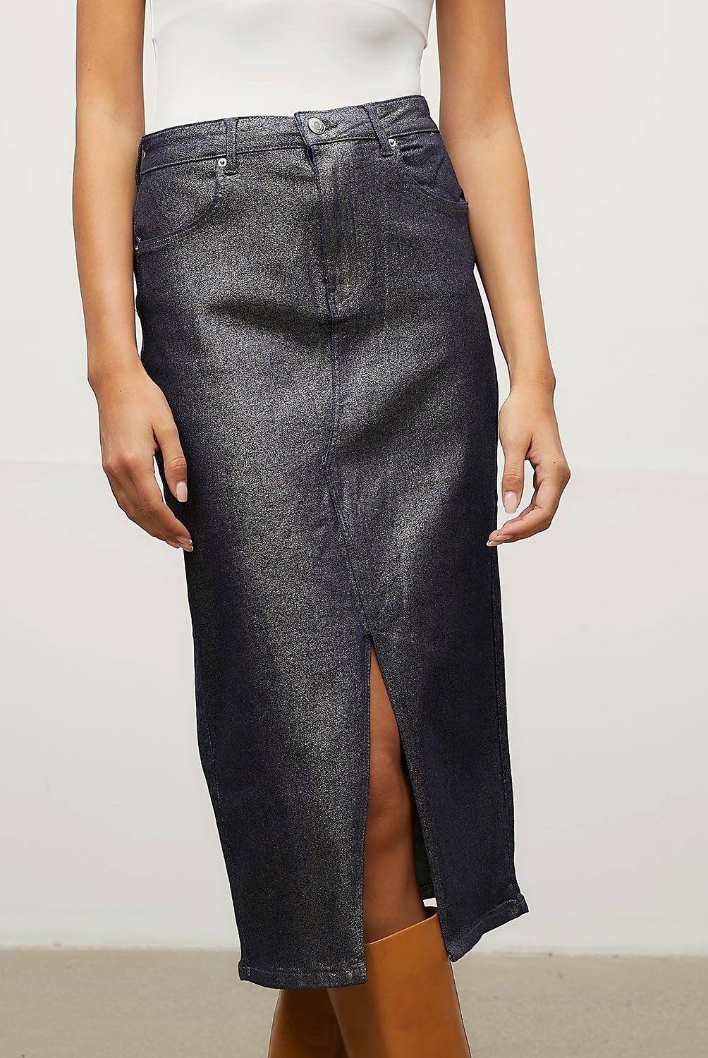 VERO MODA - Falda Midi Metalizada Mujer Vero Moda