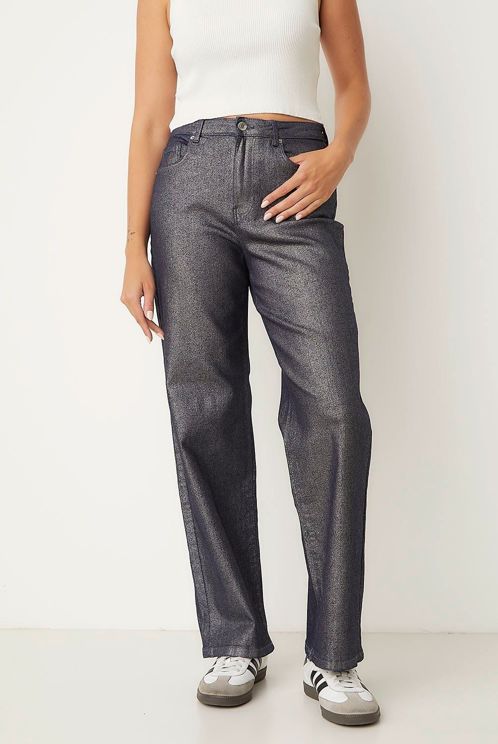 VERO MODA - Pantalón Wide Leg Metalizado Mujer Vero Moda