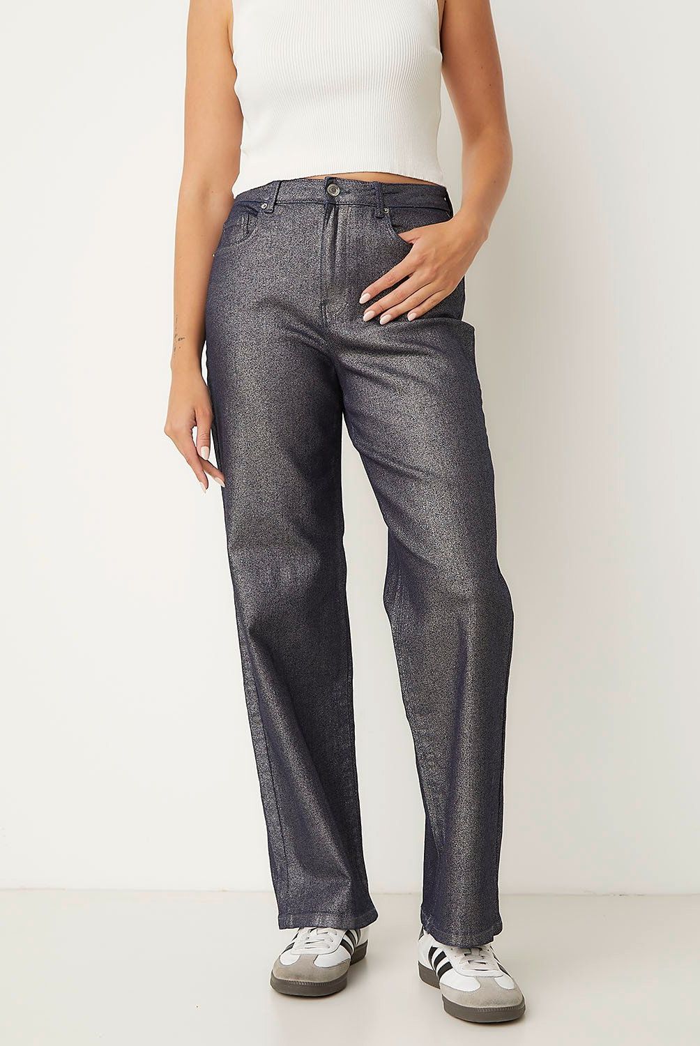 VERO MODA - Pantalón Wide Leg Metalizado Mujer Vero Moda
