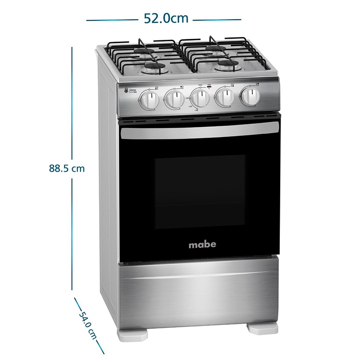 MABE - Cocinas a Gas 4 Quemadores Horno de 63 L CMC20AXX-2 Mabe