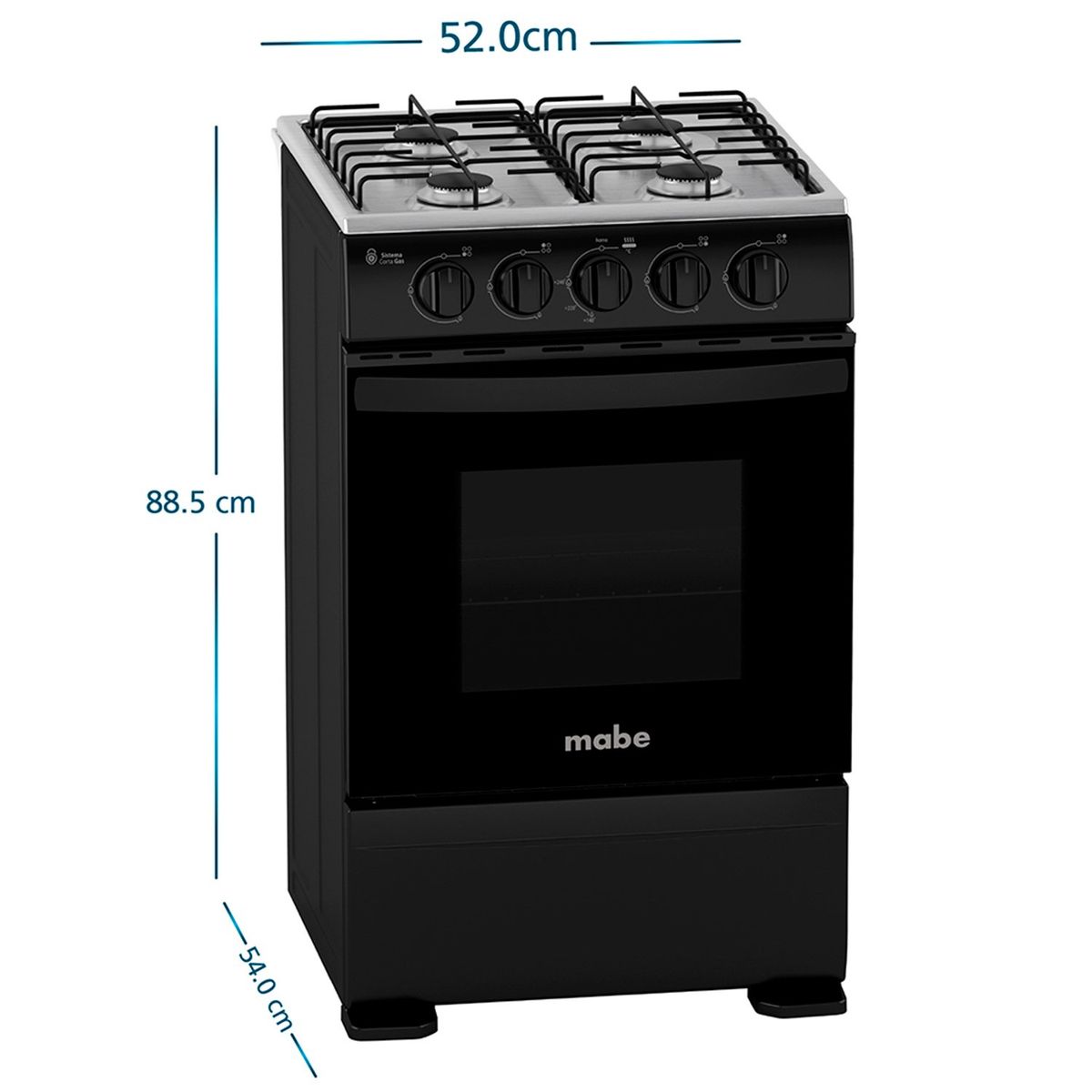 MABE - Cocinas a Gas 4 Quemadores Horno de 63 L CMC5100NA1 Mabe