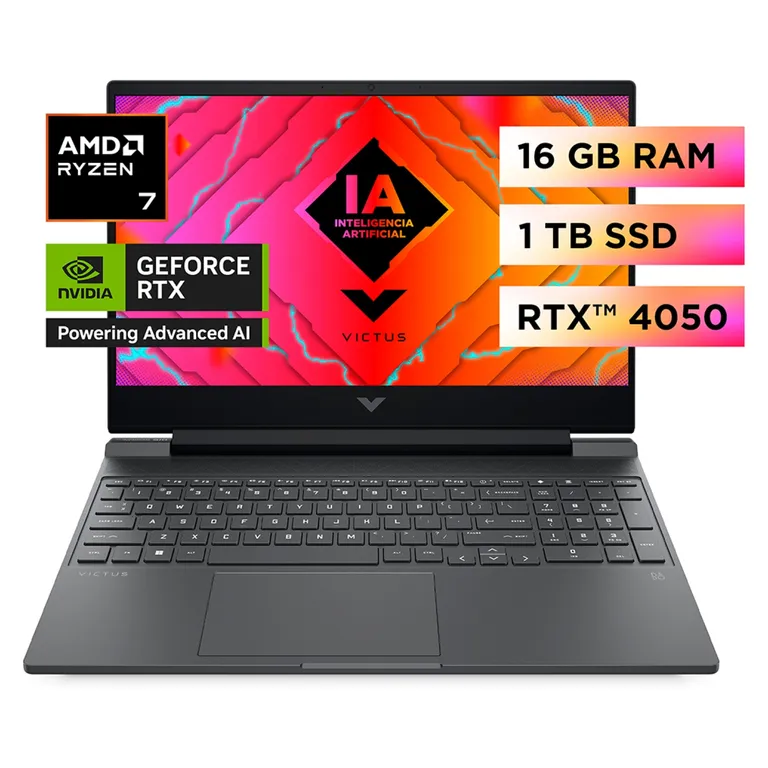 Notebook Gamer Victus 15-FB2019LA AMD Ryzen 7 8845HS 16GB RAM DDR5 1TB SSD RTX 4050 15.6" FHD 144Hz