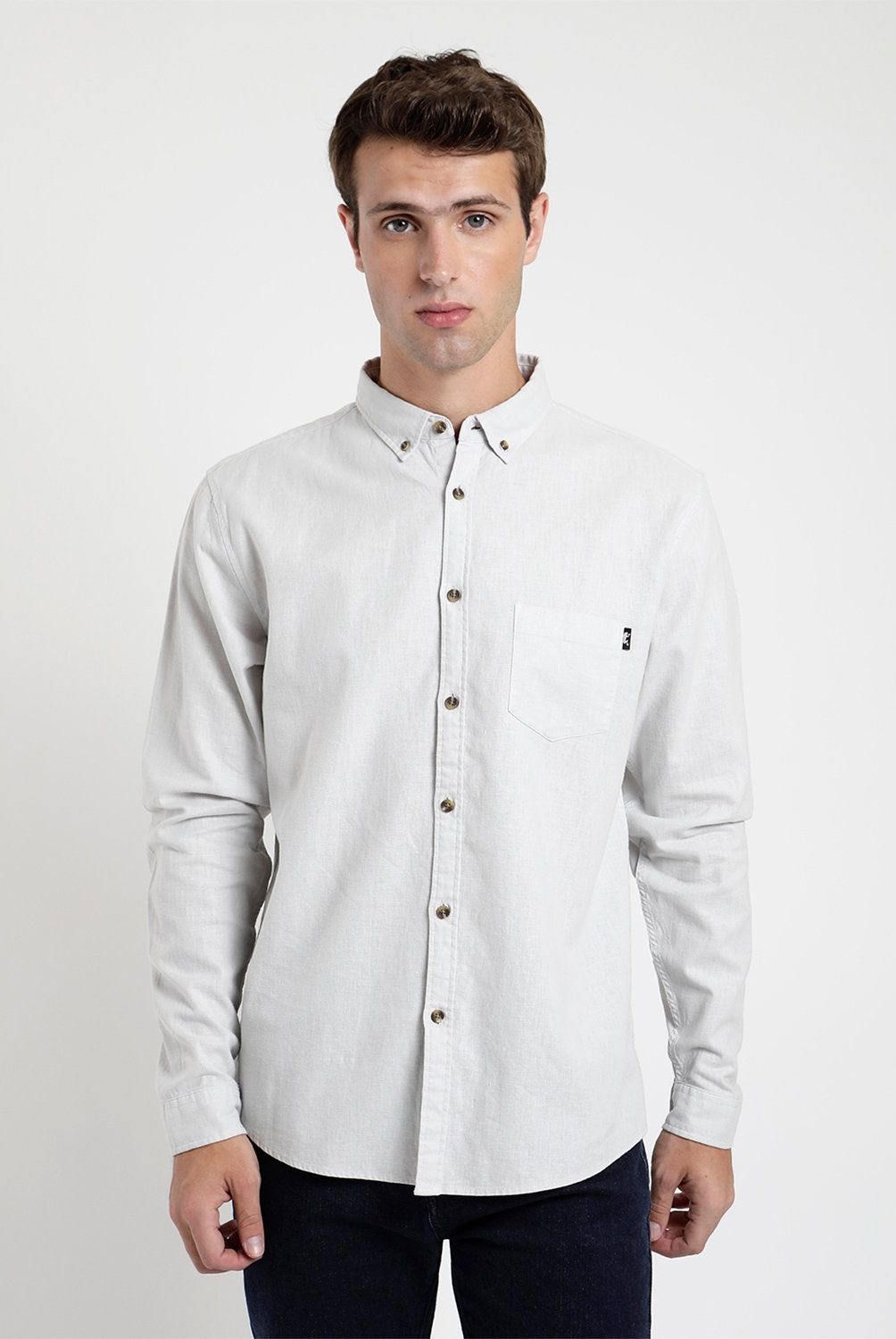 FROENS - Camisa Manga Larga Lino Hombre Froens