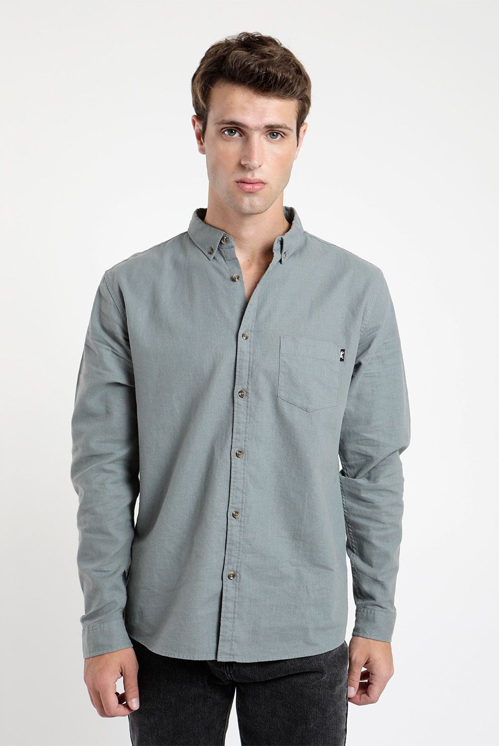 FROENS - Camisa Manga Larga Lino Hombre Froens