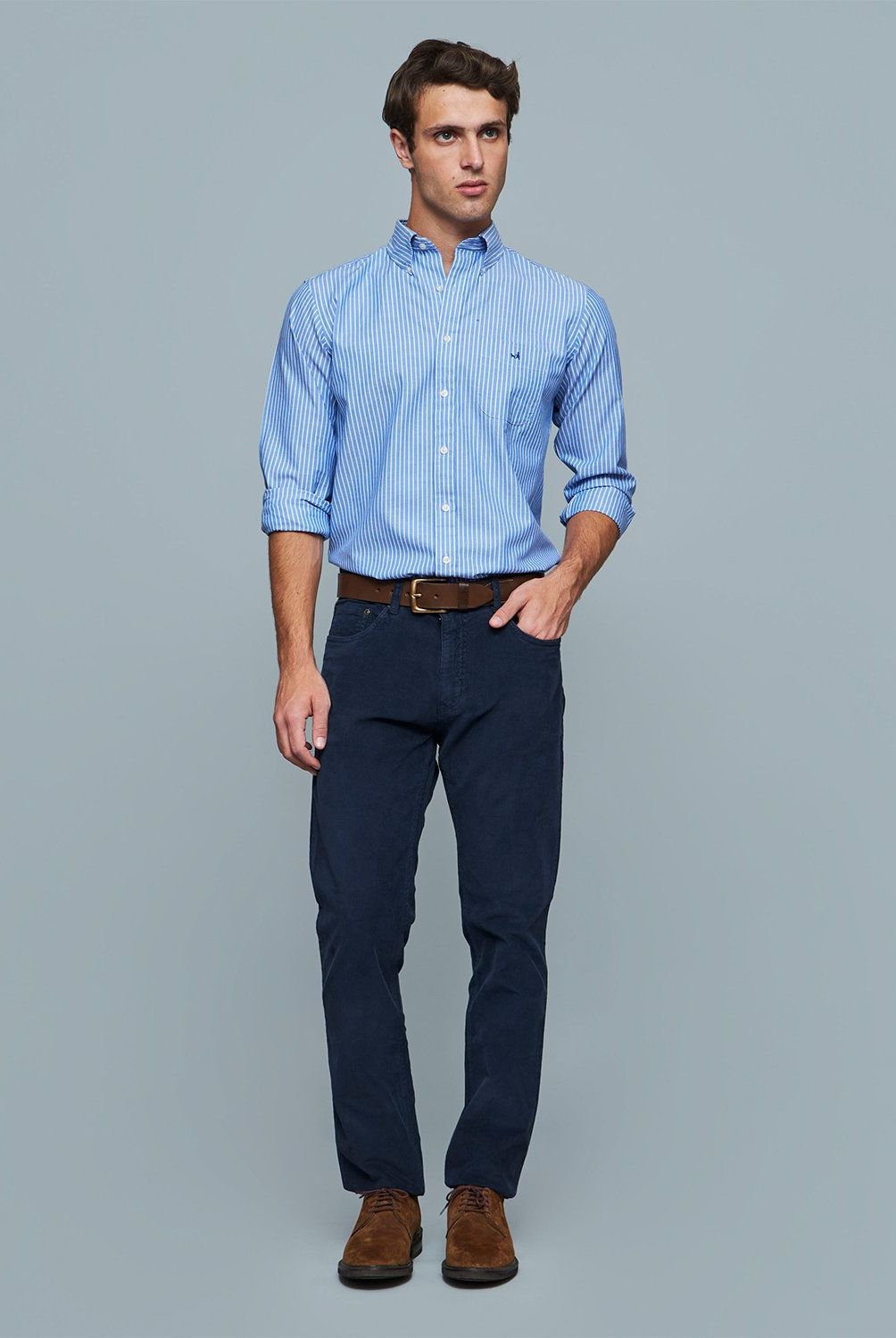 SAVILLE ROW - Camisa Manga Corta Oxford Raya Hombre Saville Row