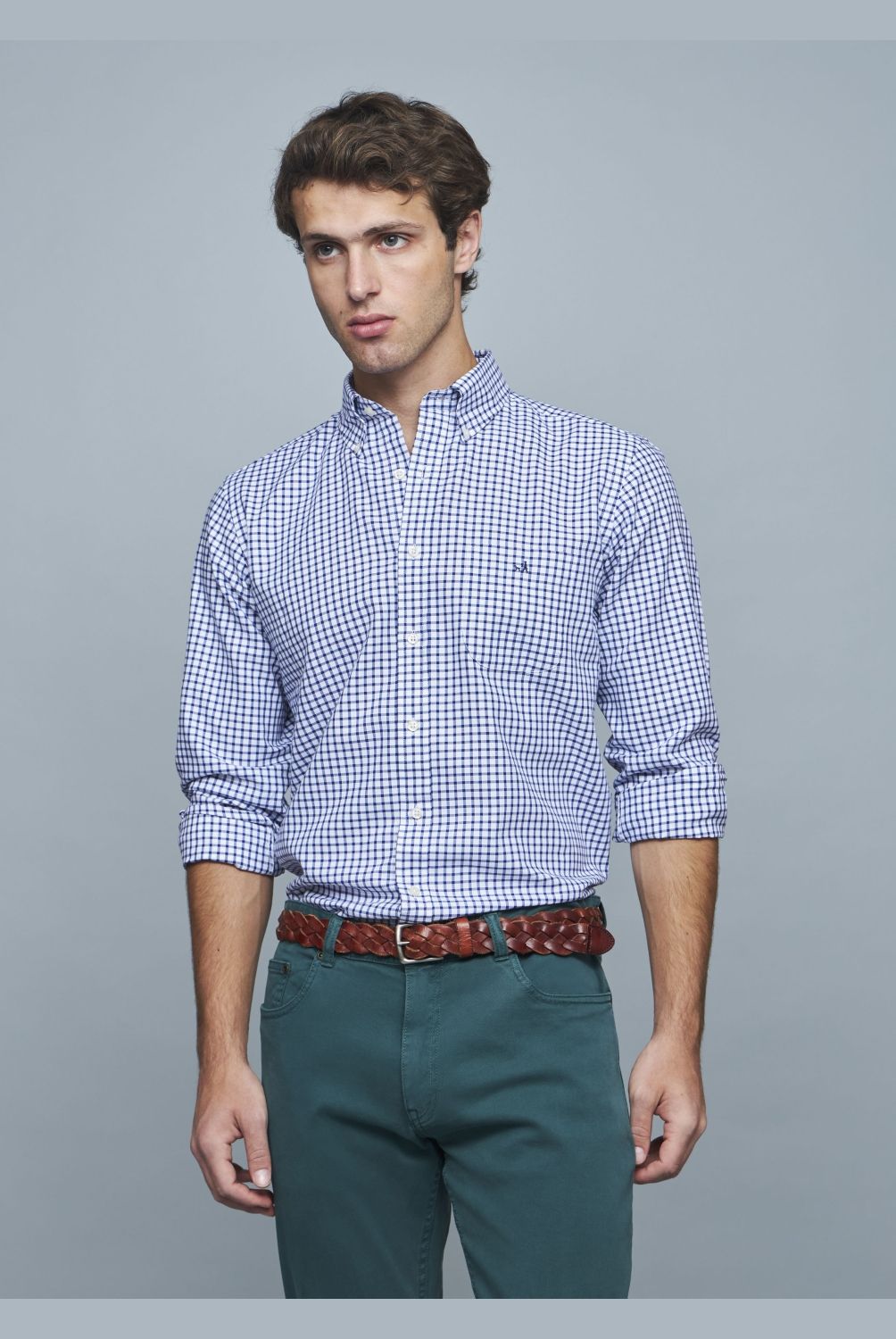 SAVILLE ROW - Camisa Manga Corta Oxford Cuadro Hombre Saville Row