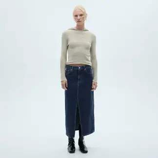 MANGO - Falda Midi Vaquera Mujer