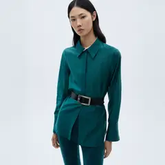 MANGO - Camisa Satinada Botones Ocultos Mujer