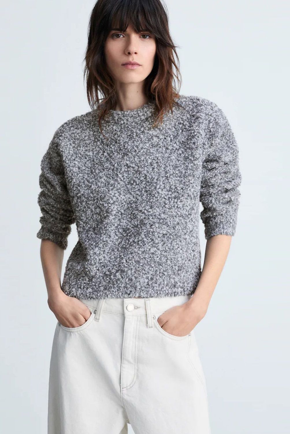 MANGO - Sweater Bouclé Cuello Redondo Mujer Mango