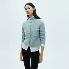 MANGO - Chaqueta Punto Bouclé Botones Joya Mujer