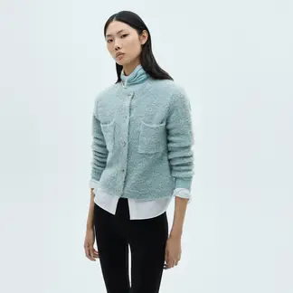 MANGO - Chaqueta Punto Bouclé Botones Joya Mujer