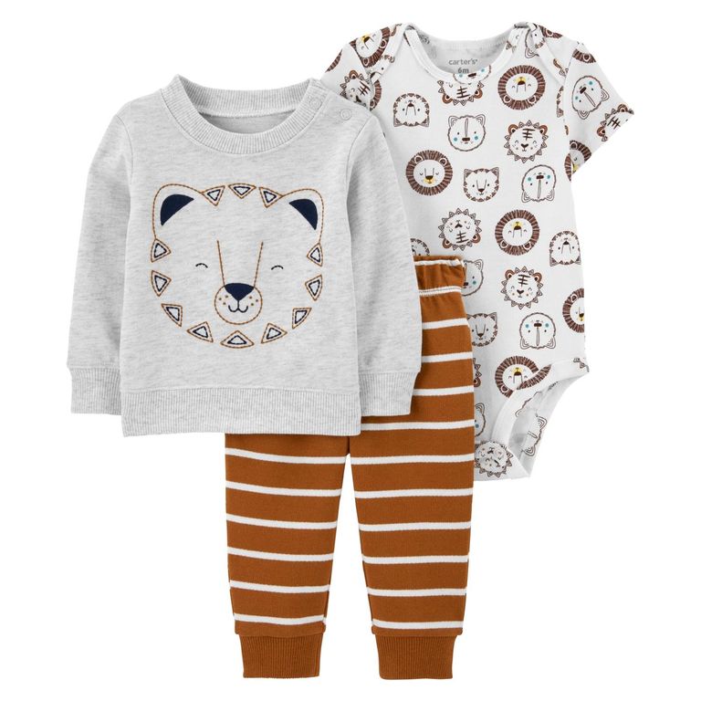 Conjunto 3 piezas Poleron, Pantalón Buzo y Body Bebé Niño