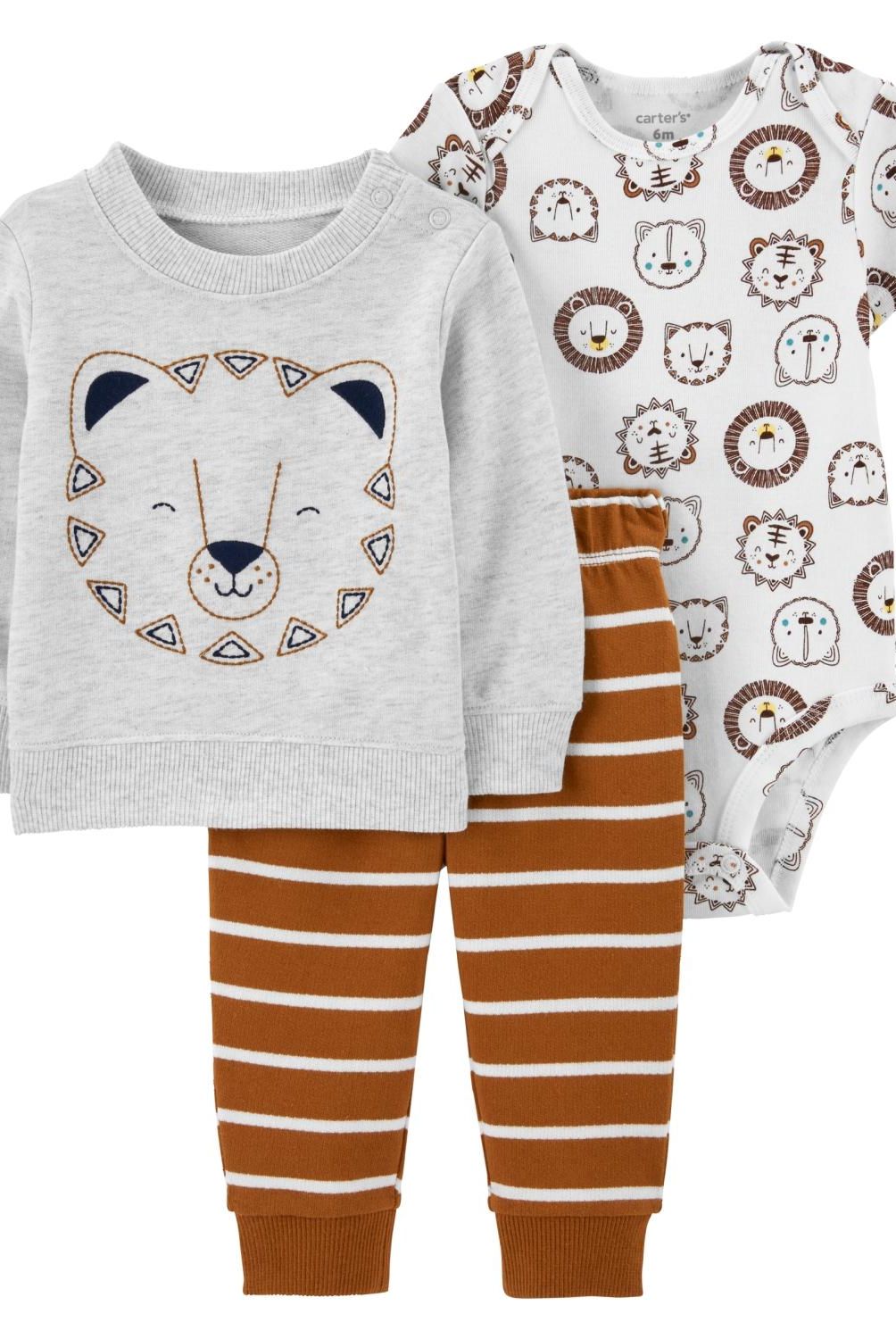 CARTER'S - Conjunto 3 piezas Poleron, Pantalón Buzo y Body Bebé Niño Carter's