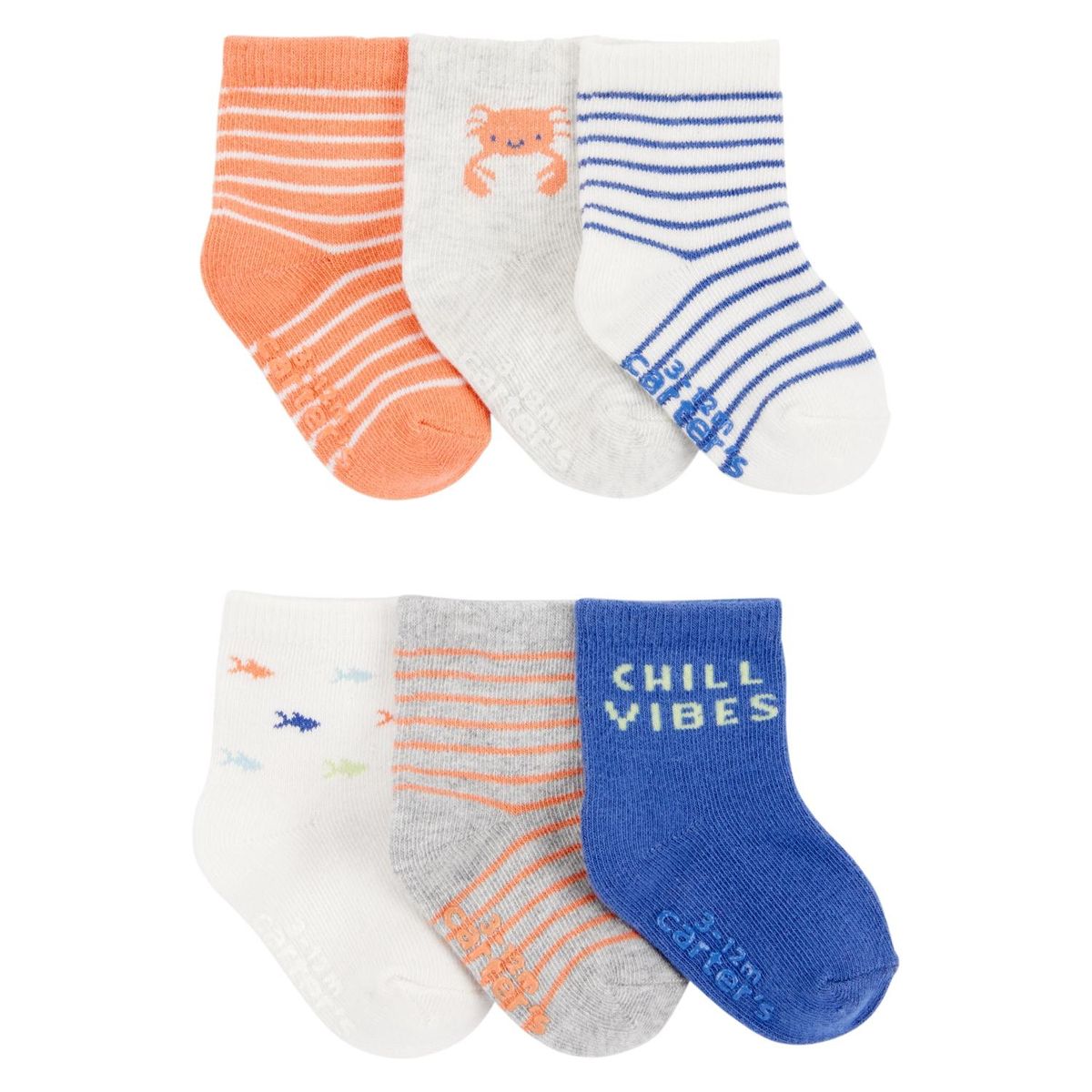 CARTER'S - Pack 6 Pares Calcetines Algodón Bebé Niño Carter's