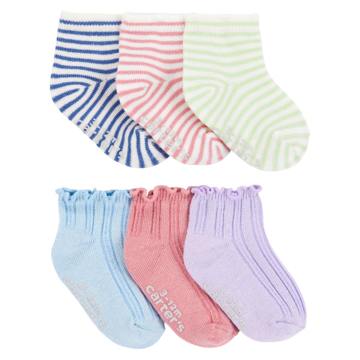 CARTER'S - Pack 6 Pares Calcetines Algodón Bebé Niña Carter's