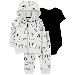 CARTER'S - Conjunto 3 piezas Poleron, Pantalón Buzo y Body Bebé Niño