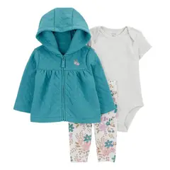 CARTER'S - Conjunto 3 Piezas Poleron, Calza y Body Bebé Niña