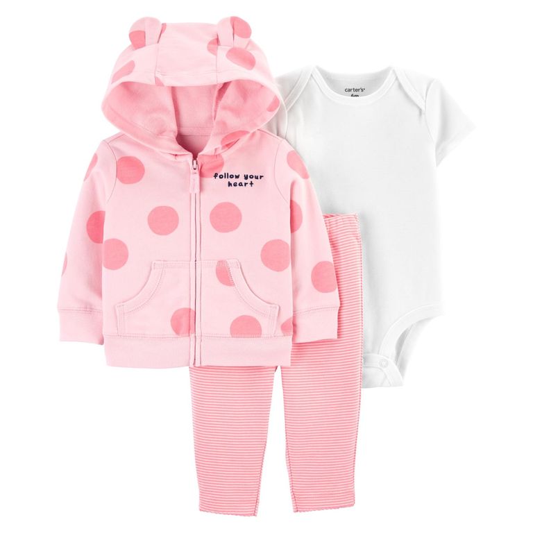 Conjunto 3 piezas Poleron, Calza y Body Bebé Niña