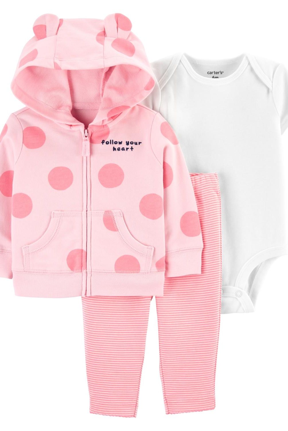 CARTER'S - Conjunto 3 piezas Poleron, Calza y Body Bebé Niña Carter's