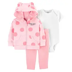 CARTER'S - Conjunto 3 piezas Poleron, Calza y Body Bebé Niña