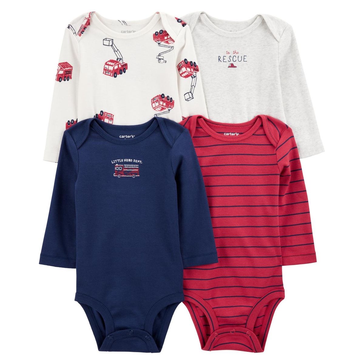 CARTER'S - Pack 4 Bodys Estampados Algodón Bebé Niño Carter's