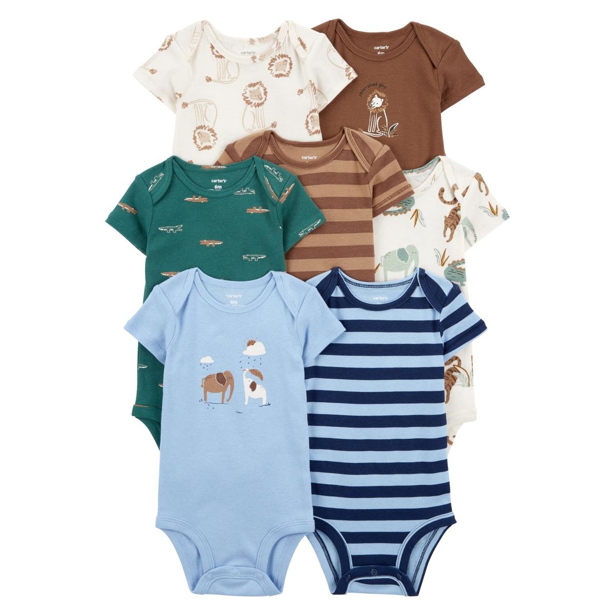 CARTER'S - Pack 7 Bodys Estampados Algodón Bebé Niño Carter's
