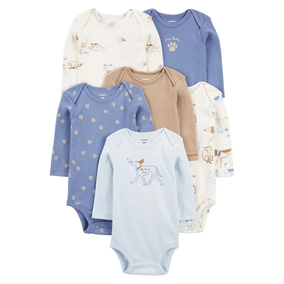 CARTER'S - Pack 6 Bodys Estampados Algodón Bebé Niño Carter's