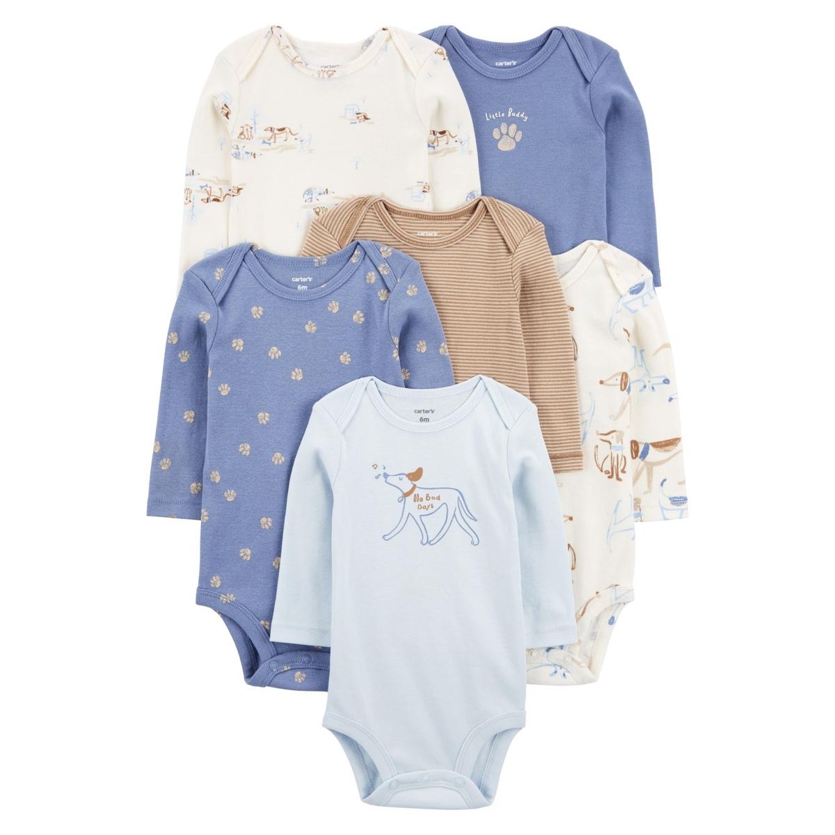 CARTER'S - Pack 6 Bodys Estampados Algodón Bebé Niño Carter's