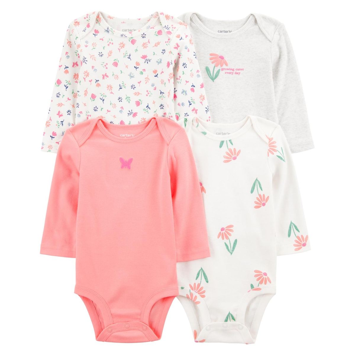 CARTER'S - Pack 4 Bodys Estampados Algodón Bebé Niña  Carter's