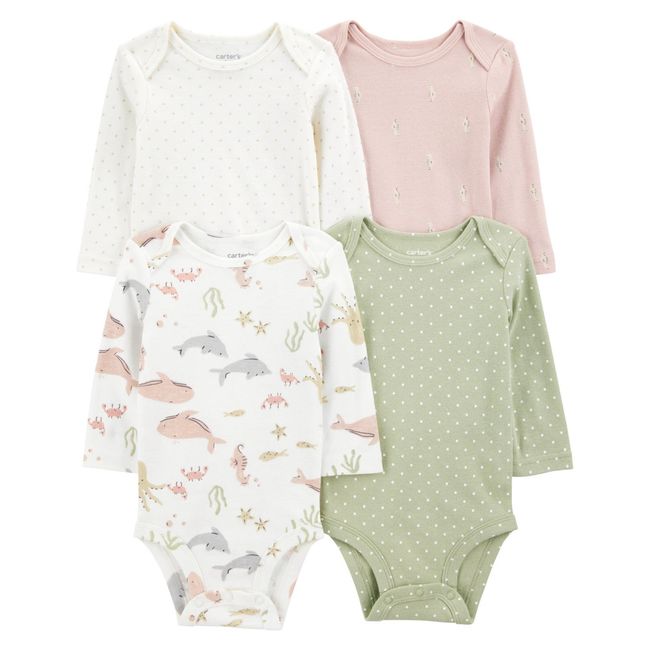 CARTER'S - Pack 4 Bodys Estampados Algodón Bebé Niña Carter's